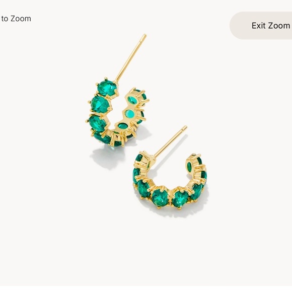 Kendra Scott Cailin Gold Huggie Earrings in Green Crystal - Picture 1 of 7